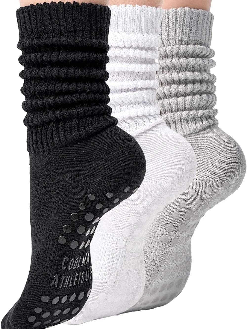 CoolMate Women's Scrunch Crew Socks, 3 Pairs each pk. Includes 2 pks